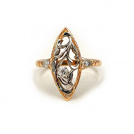 Кольцо из золота в красном с белым цвете с белыми бриллиантами 01-200872419