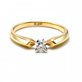 Каблучка з червоного з білим золота з жовтим діамантом 01-200884619