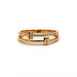 Кольцо из золота красного цвета с цирконом 01-200905019