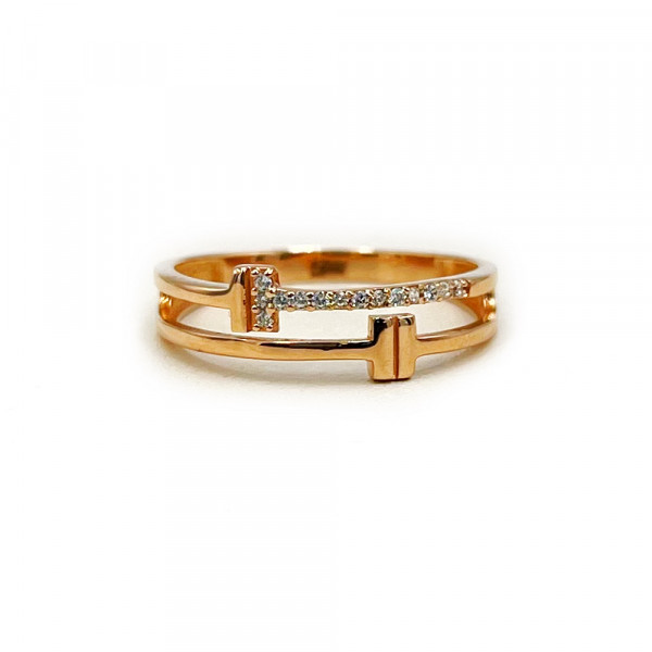 Кольцо из золота красного цвета с цирконом