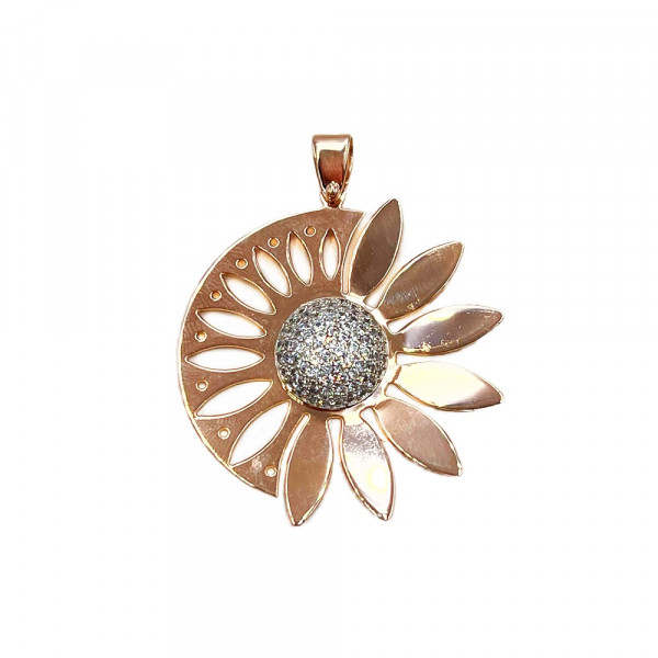 Кулон з червоного з білим золота з цирконом