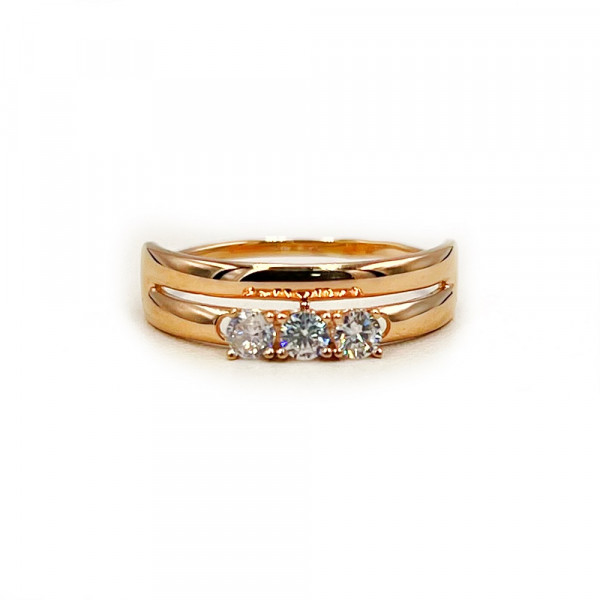 Золота каблучка червоного кольору з цирконом