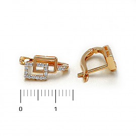 Серьги из золота красного с белым цвета с цирконом