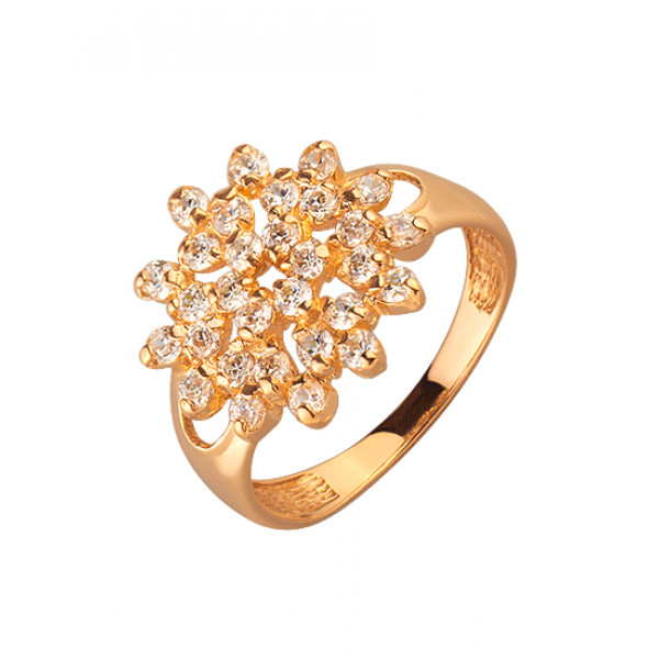 Кольцо из золота красного цвета с цирконом