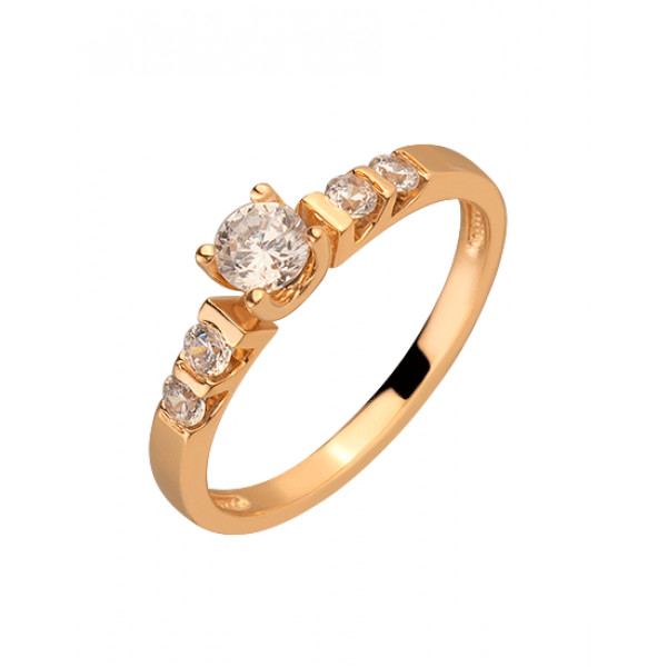 Кольцо из золота в красном цвете с цирконом