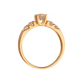 Кольцо из золота в красном цвете с цирконом