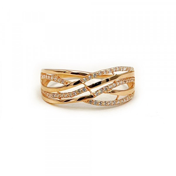 Каблучка з золота червоного кольору з цирконом