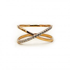 Каблучка з червоного золота з цирконом 01-200829620