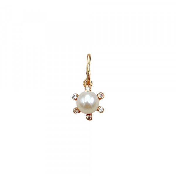 Кулон з золота у червоному кольорі з перлиною та цирконом