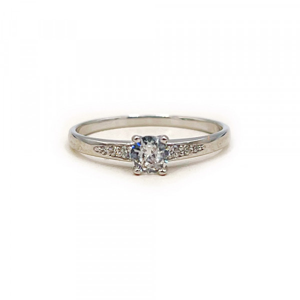 Золотое кольцо в белом цвете с цирконом