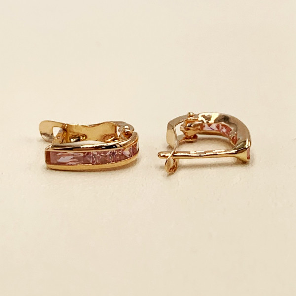 Золоті сережки червоного кольору з цирконом