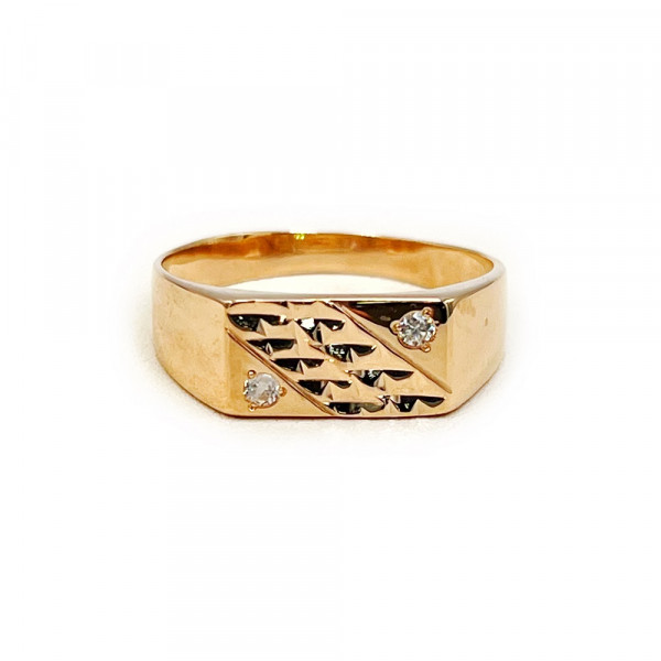 Перстень з золота у червоному кольорі з цирконом