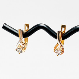 Золоті сережки з білими діамантами 01-200789821