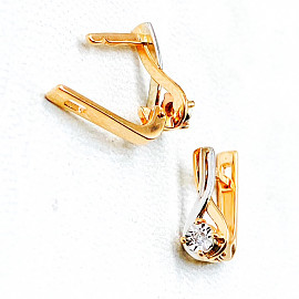 Золоті сережки з білими діамантами