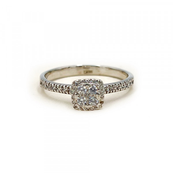 Каблучка з білого золота з цирконом