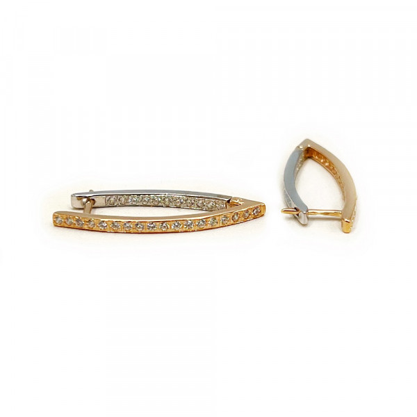 Серьги из красного с белым золота с цирконом