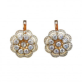 Сережки з червоного з білим золота з цирконом 01-200825021