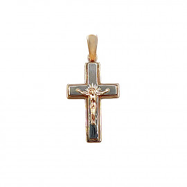 Крестик из золота в красном с белым цвете 01-200867421