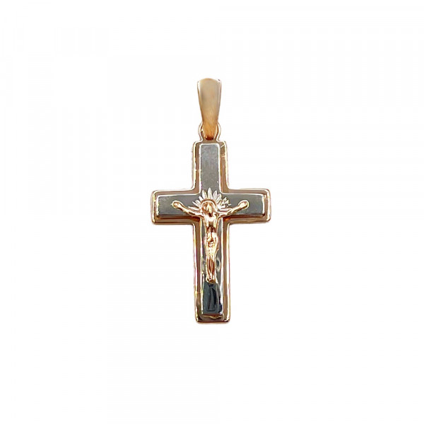 Крестик из золота в красном с белым цвете