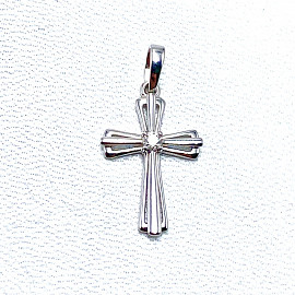 Хрестик з золота білого кольору з жовтим діамантом 01-200884621