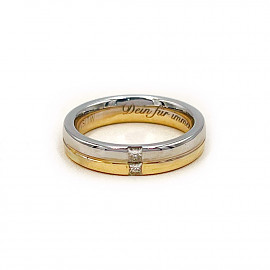 Золотое обручальное кольцо в желтом с белым цвете с желтыми бриллиантами 01-200905021