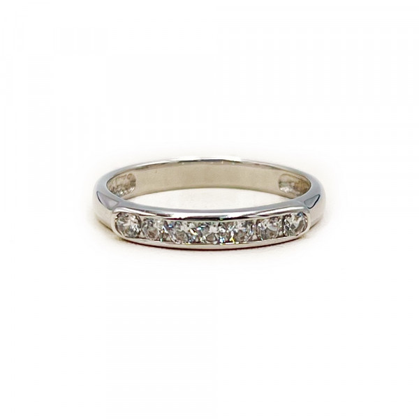 Каблучка з золота білого кольору з цирконом