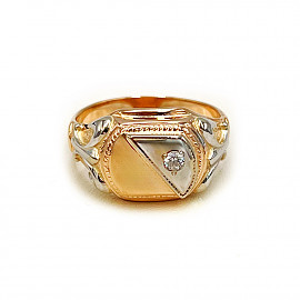 Перстень из золота в красном с белым цвете с цирконом 01-200762022