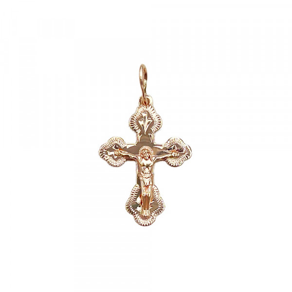 Золотой крестик в красном цвете