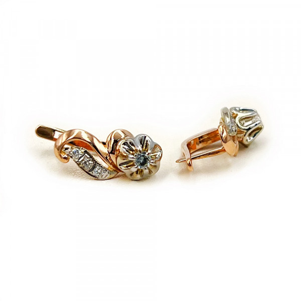 Серьги из золота с белыми бриллиантами