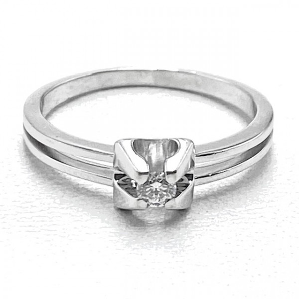 Каблучка з золота з білим діамантом