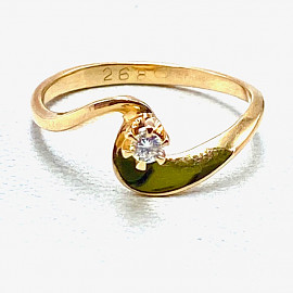 Золота каблучка червоного кольору з жовтим діамантом 01-200867922