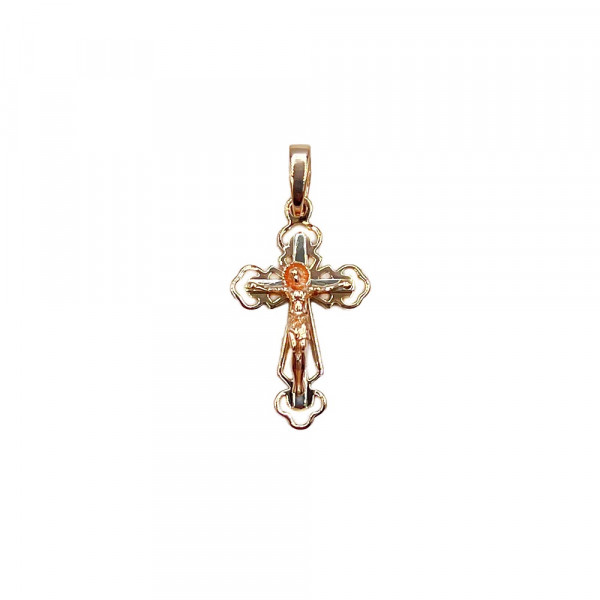 Хрестик з червоного з білим золота