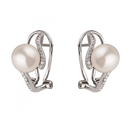 Сережки з золота з білими діамантами 01-200152523