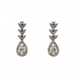 Сережки з золота білого кольору з цирконом 01-200218123