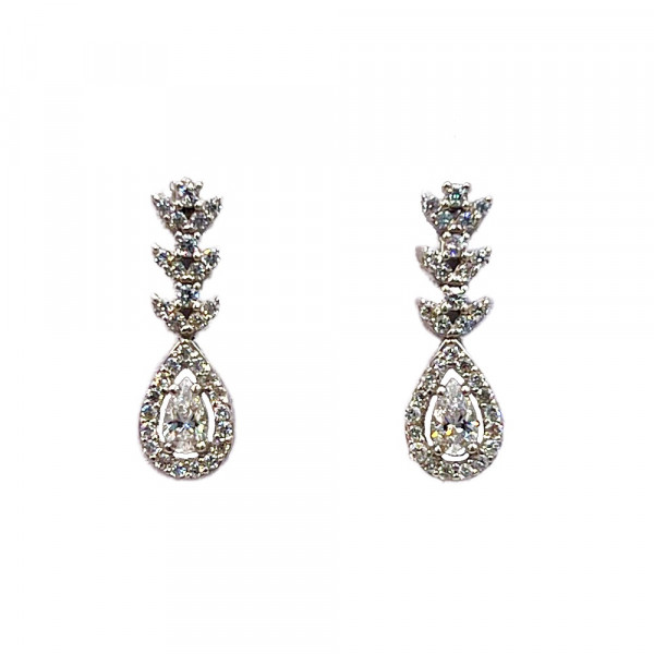 Сережки з золота білого кольору з цирконом