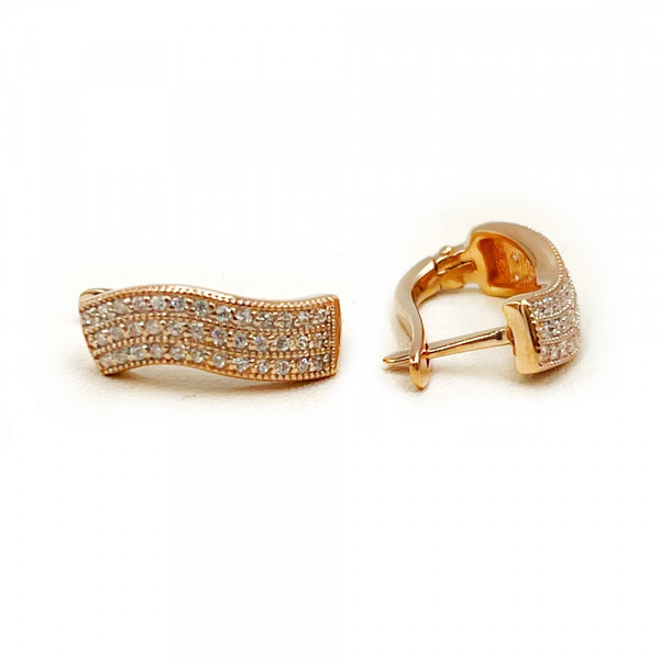 Серьги из золота красного цвета с цирконом