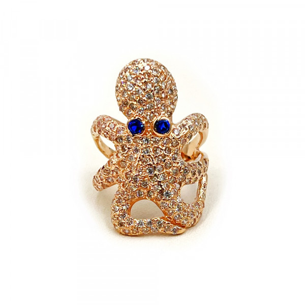 Золота каблучка червоного кольору з цирконом