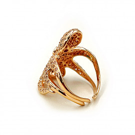 Золота каблучка червоного кольору з цирконом