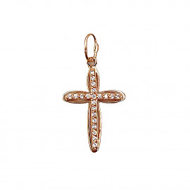 Хрестик з червоного золота з цирконом 01-200796923