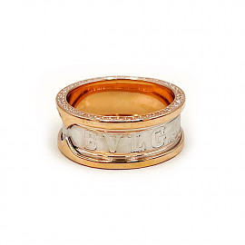 Золота каблучка у червоному з білим кольорі з цирконом 01-200809023