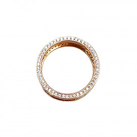 Золотое кольцо в красном с белым цвете с цирконом