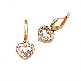 Сережки з золота червоного з білим кольору з цирконом 01-200825023