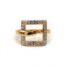 Каблучка з золота у червоному з білим кольорі з цирконом 01-200835823