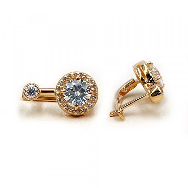 Золоті сережки у червоному кольорі з цирконом