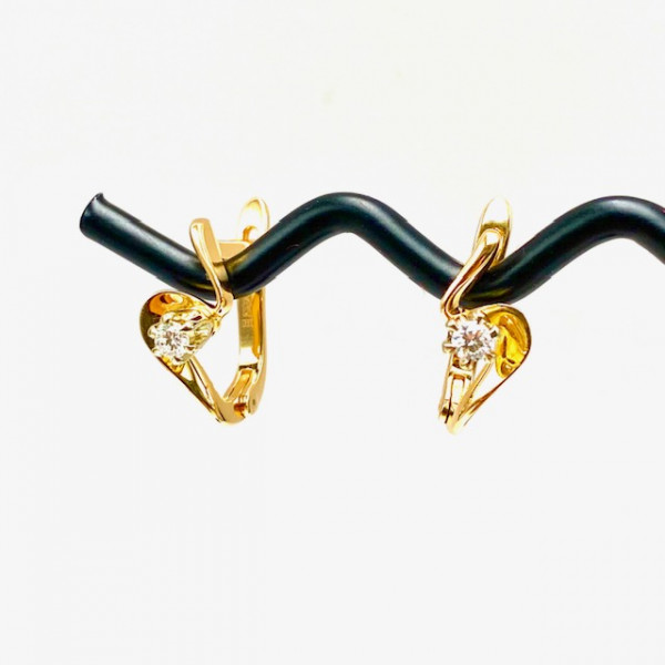 Сережки з золота з жовтими діамантами