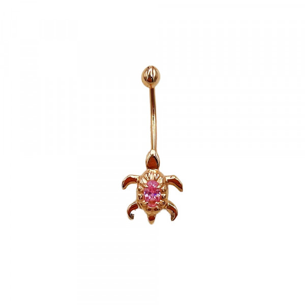 Пірсинг з золота у червоному кольорі з цирконом «Черепаха»