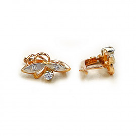 Золоті сережки червоного з білим кольору з цирконом 01-200900423