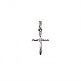 Золотий хрестик у білому кольорі з цирконом 01-200916123