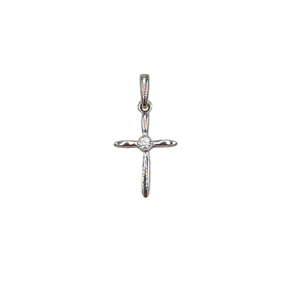 Золотий хрестик у білому кольорі з цирконом