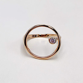 Кольцо из красного золота с цирконом 01-200017424